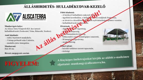 Álláshirdetés - Hulladékudvar-kezelő