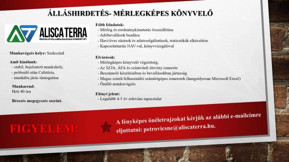 Álláshirdetés - mérlegképes könyvelő